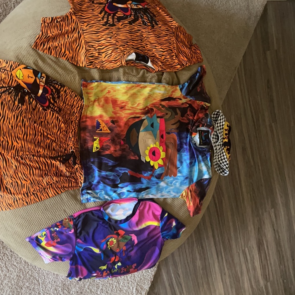 Custom design shirts and shorts.